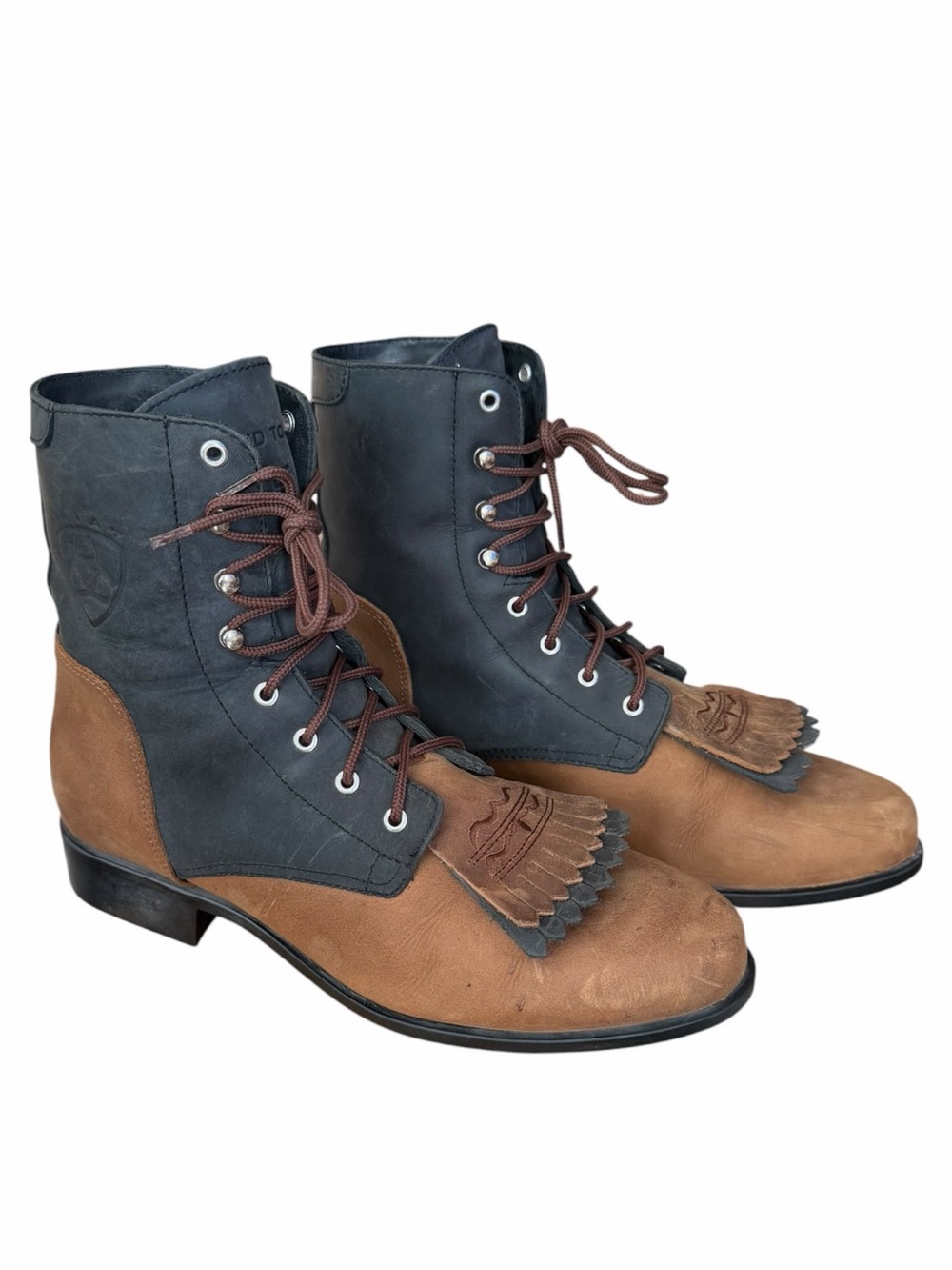 Ariat Heritage Lacer Two Tone Leather Boots Lace Up Size 8.5 - Picture 2 of 8